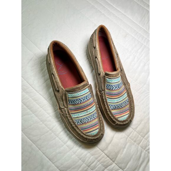 Twisted X Women's Slip On Driving Mocassins, Aztec Western, Machine Washable - Picture 3 of 6